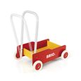 Chariot de marche en bois avec frein - BRIO - Rouge et Jaune - Mixte - A partir de 9 mois-1