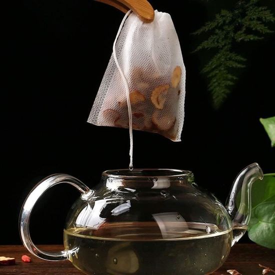 200 pcs jetable sachet de thé vide filtre à thé avec cordon de serrage pour  thé en vrac botao