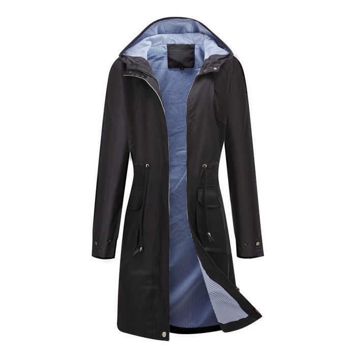 Veste De Pluie Femme Mi-Longue Imperméable Légère Respirante à Capuche - Coupe-Vent Outdoor YUNCLOS