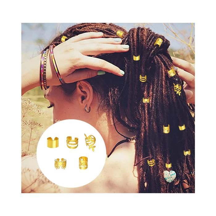 290 Accessoires Cheveux Dorés - 11 Styles De Bagues Tresses Ajustables, Pour Dreadlocks, Coiffures Ethniques, Avec Boîte Rangement - 2