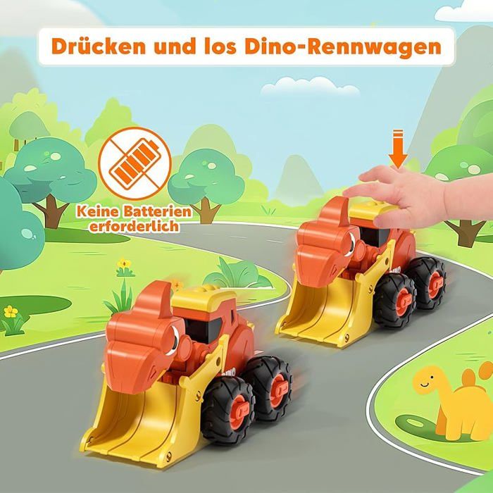 Set De 4 Voitures Friction Chantier MOONTOY - Jouets Pelleteuse Bulldozer Pour Enfants 1-3 Ans Jouets Friction 1-3 Ans