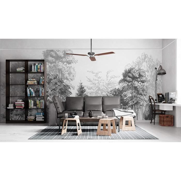 Papier Peint Panoramique jungle noir et blanc Soie, 360 × 250cm, Poster ...
