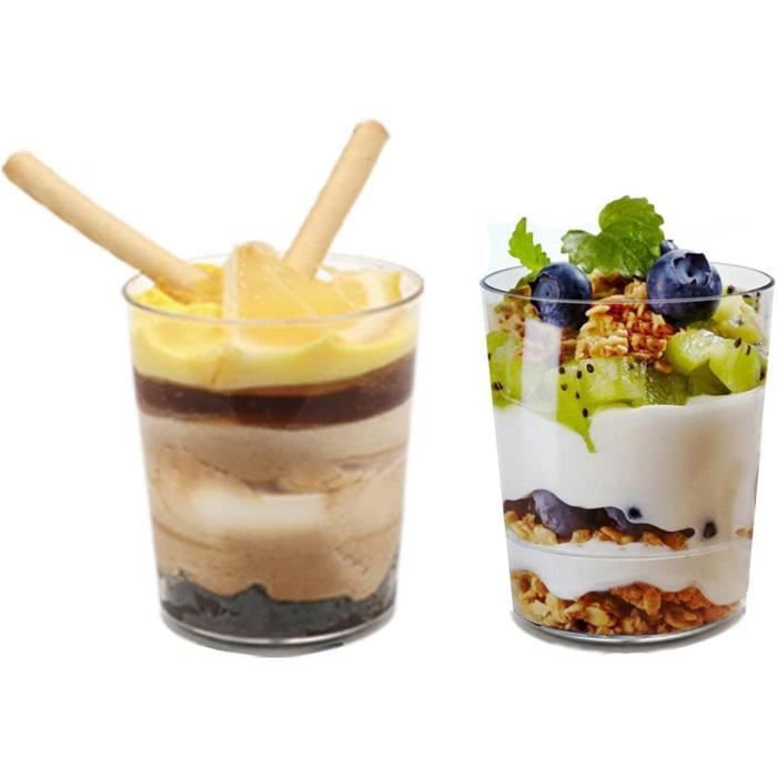 50 Verrines à Dessert Réutilisables 140 Ml - En PS Transparent, Pour Mousse, Tiramisu, Pudding, Fruits… Idéal Pour Fêtes Et Réceptions