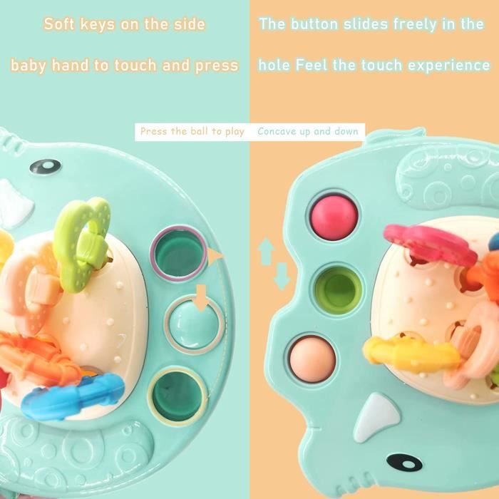 Jouet à Tirer COKWEL Montessori – Crabe En Silicone Alimentaire, Sans BPA, Boutons Cliquables, 6 Sangles, Motricité Fine (18 Mois+)