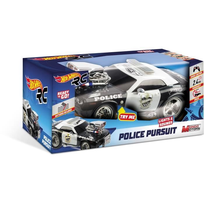 Voiture de police radiocommandee Hot Wheels MONDO MOTORS Sons et lumieres 28cm