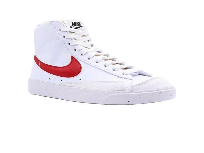 Baskets montantes Nike Blazer Mid 77 Jumbo Blanc Rouge Cuir Lacets Mixte Blanc rouge Cdiscount Chaussures