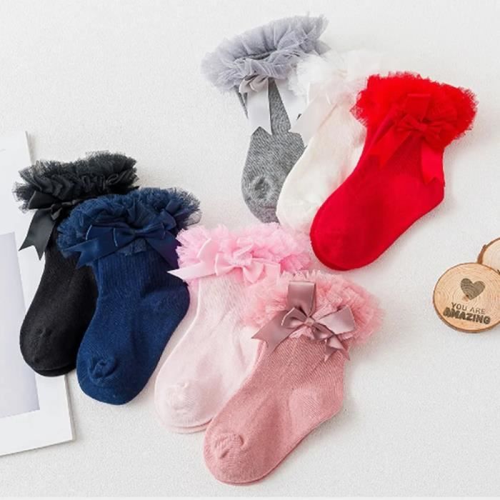 Chaussettes Bébé Tutu Froufrou Avec Nœuds Satin Et Strass - Taille 0-3 Mois - Blanc - Neuf Avec étiquettes