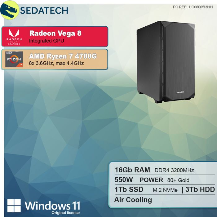 PC Gaming Expert - SEDATECH - AMD Ryzen 7 5700X - RTX3060 - 1To SSD M.2 -  2To HDD - Windows 11 - Cdiscount Informatique
