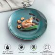 Service De Table - Assiettes Plates 4 Pcs Vaisselle Porcelaine Couleur Vert Personnes Services Complets-2