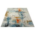 the carpet Monde Tapis de salon moderne à poils courts doux et attrayant, abstrait, multicolore, crème, bleu, 80 x 150 cm-2