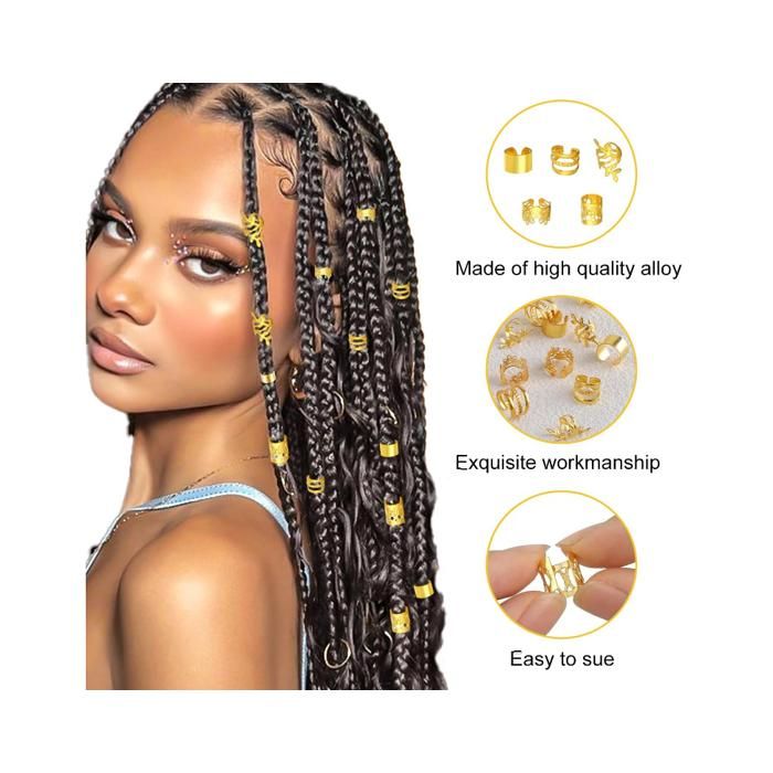 50 Pièces Bijoux Pour Cheveux Tressés Dorés - Accessoires Dreadlocks, Pinces, Pour Fêtes, Hommes Femmes Enfants