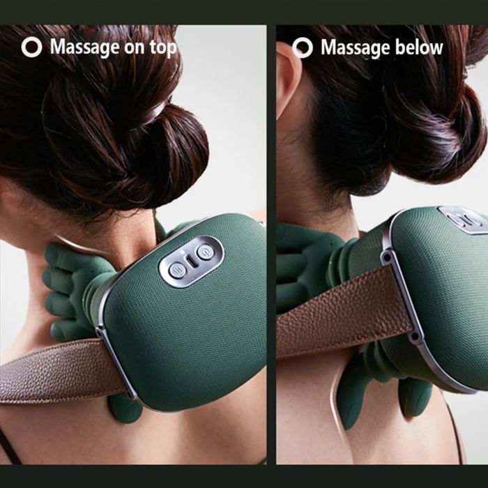 Masseur chauffant bionique, masseur Shiatsu portable sans fil pour le cou et le dos, massage électrique des tissus profonds 4D