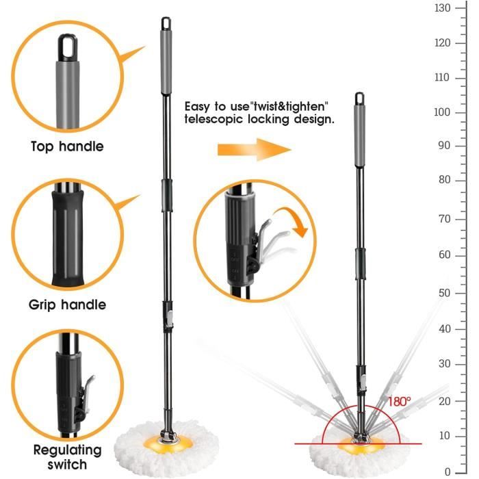 Lot De 3 Têtes De Rechange En Microfibre Pour Serpillière Rotative 360° - Lavables, Séchage Rapide, Pour Sols Propres Sans Traces