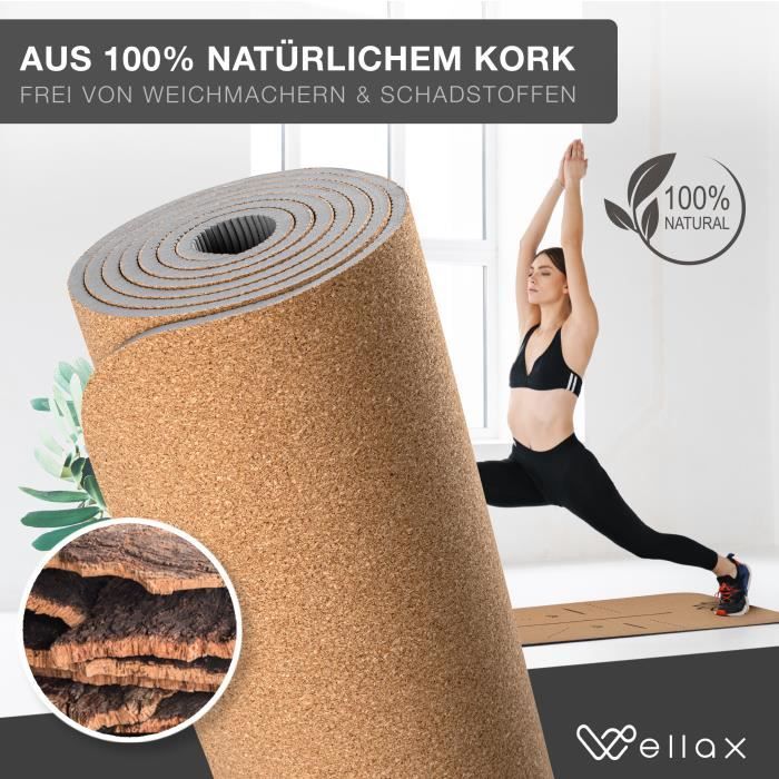 Backlaxx ® Tapis Yoga Liège Caoutchouc Naturel – Non Toxique Antidérapant  Zones Antidérapantes - Cdiscount Sport