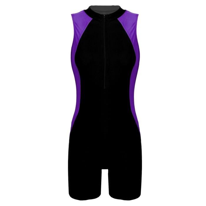 Maillot De Bain Une Pièce Femme Sans Manches - Couleur Unie, Coupe Décontractée - Taille Conseillée : Prendre Une Taille Au-dessus