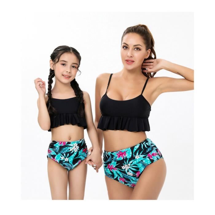 Maillot de bain une piece parent enfant bikini mere fille Noir Cdiscount Pret a Porter