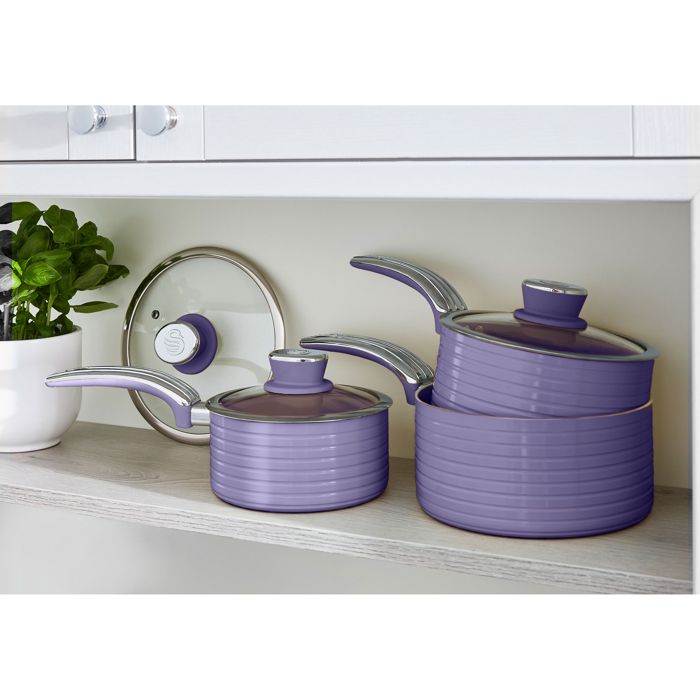 Batterie De Cuisine Antiadhésive 13 Pièces WXFKLDJ - Set Casseroles Poêles Induction, Violet/Noir - 5