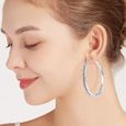 DAMILY® Boucle d'oreilles femme Créoles cercle mode bijoux - Argent-3