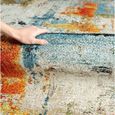 the carpet Monde Tapis de salon moderne à poils courts doux et attrayant, abstrait, multicolore, crème, bleu, 80 x 150 cm-3