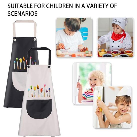 Tablier Enfant Imperméable Avec Poches – Réglable Pour Peinture Et Cuisine – 5-11 Ans – Gris – Lot De 1