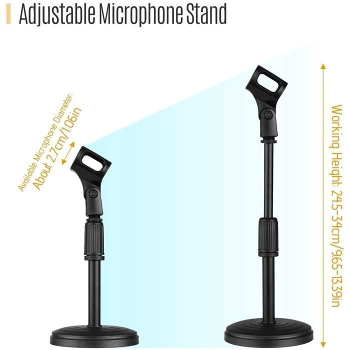 Moukey Pied de Micro Table Bureau Support Microphone Hauteur Réglable 22-36  cm avec Adaptateur 5/8 vers 3/8 en destockage et reconditionné chez  DealBurn