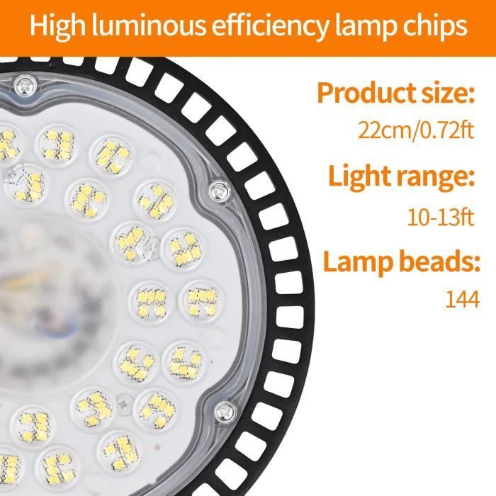 100W Projecteur Led Industriel 2 Pièces, 10000Lm Ufo Éclairage De