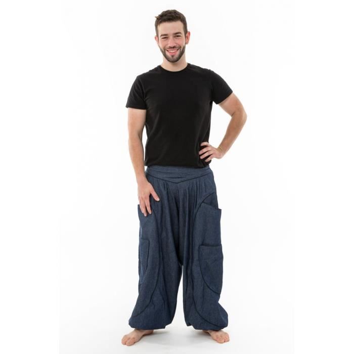 Fantazia Pantalon aladin homme Sarouel baggy aladin blue jean