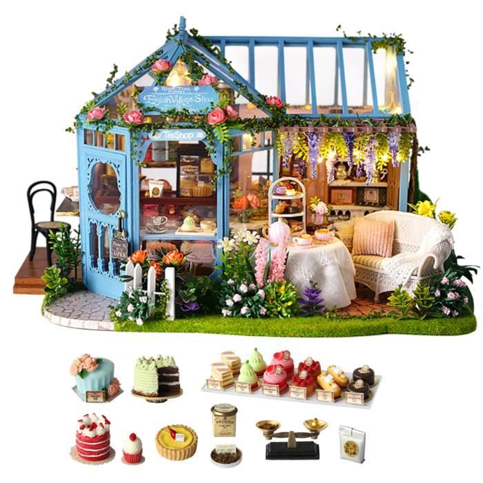 Maison Miniature a Construire DIY Maison Poupee Miniature Bois en Kit avec  Musique Anti-Poussière et Meubles - Cdiscount Jeux - Jouets