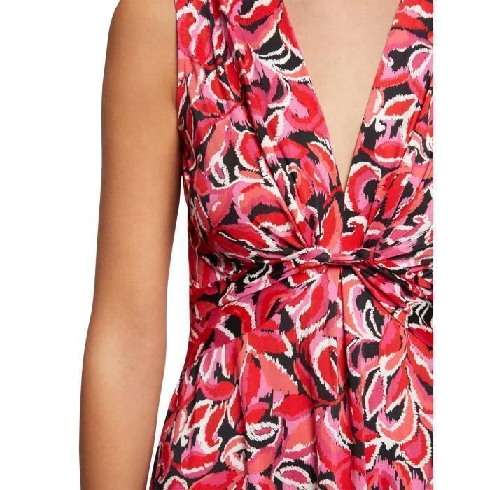 Robe courte Morgan rouge Femme Coupe ajustee Sans manches Col v Rouge Cdiscount Pret a Porter