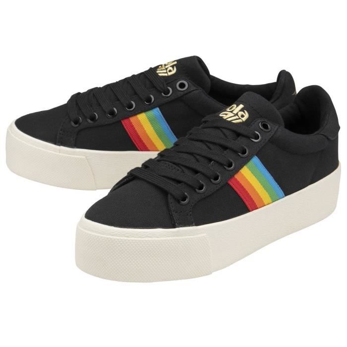 Baskets GOLA Orchid Platform Rainbow Noir Femme Lacets Synthetique Plateau Noir Cdiscount Chaussures