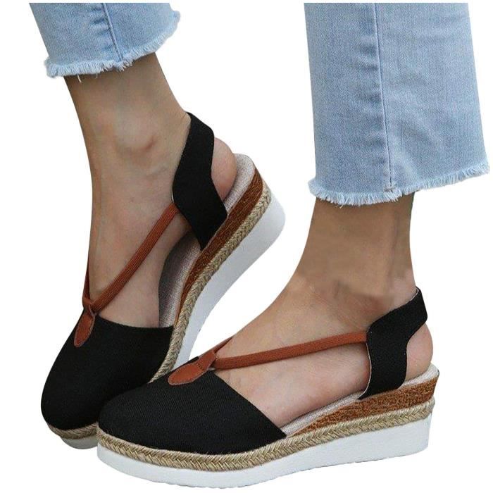 Chaussures d t pour dames plate forme talon compens sandales