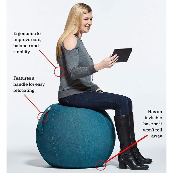 Active Chair/Chaise Ergonomique avec Ballon D'exercise/balles D'exercices  Mixte Adulte, Renforcez Votre Exercice De Base, Fabriqué en ABS + PE  Ajustez