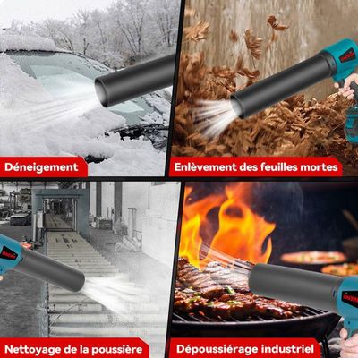 Souffleur De Feuilles Sans Fil 600 000 Tr/min - Puissance 150 MPH / 350 CFM - Avec 2 Batteries Et Chargeur - Léger (1,12 Lbs) Pour Jardin, Terrasse, Voiture - 4