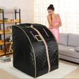 Sauna A Vapeur-Portable Mobile Cabine de sauna avec 4Plaque chauffante infrarouge lointain- 80X70X98cm 220V 1000W-Noir-0