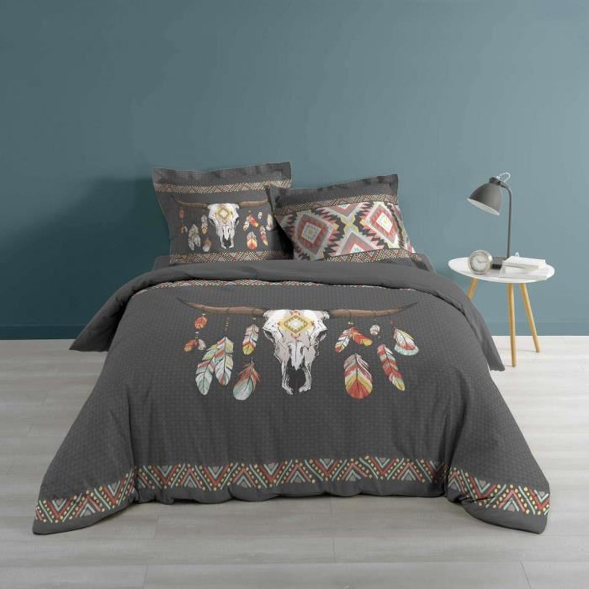 Luxe Annie Mono Gris Housse De Couette Réversible Ensemble De Literie Floral Ensemble De Couette