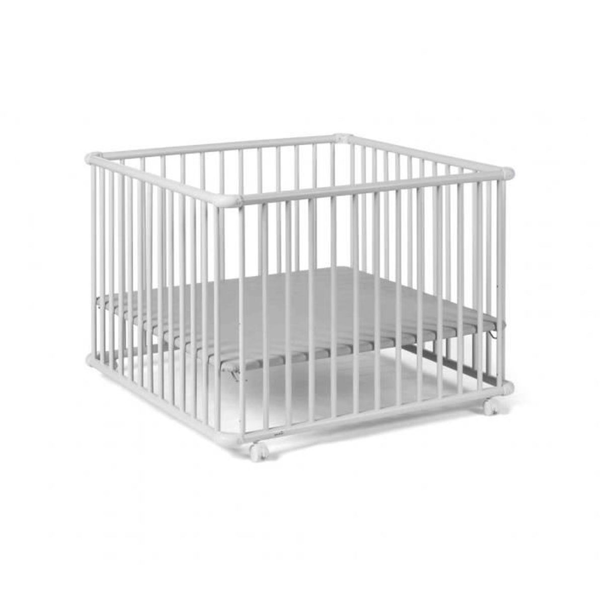 Parc Bebe En Bois Blanc A Roulettes Belami Fond Gris 97x97 Cm Geuther Cdiscount Puericulture Eveil Bebe