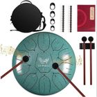 CO-PHÉNIX Tambour Handpan Steel Tongue Drums à 11 Tons Mini Instrument à Percussion en Acier de 10 Pouces Tambour à Main avec Sac-Vert