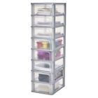 Iris Ohyama, Tour de rangement, Organisateur plastique, 8 tiroirs, 7 L - OCH-2008 - Gris - L35.5 x P26 x H96.5 cm