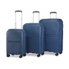 British Traveller Set de 3 Valises de Voyage (55/67/76cm) Rigide en Polypropylène Légere à 4 roulettes avec Serrure TSA, Marine