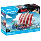 PLAYMOBIL 71888 Drakkar des pirates, Astérix, Personnages de la BD, Bateau et 4 personnages, 88 pièces, Dès 5 ans