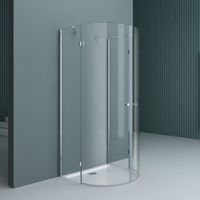 Cabine de douche en demi-cercle pare douche design 100x100x190cm Ravenna03K avec bac à douche et bonde verre trempé transparent