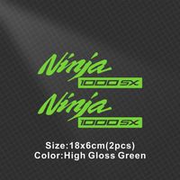 Décoration véhicule,Autocollants réfléchissants pour moto Kawasaki Ninja 1000 SX, autocollants imperméables avec logo - Green 18cm