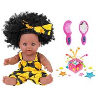 Réalistes Poupée Noire Afro-américaine Bébé Reborn Fille Yeux Ouverts Babys Toddlers Dolls 12 Pouces