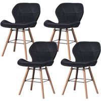 Lot de 4 chaises scandinave - MADE4US - LOUNA - Velours - Noir - Pieds en métal design
