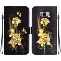 Etui pour Samsung Galaxy S8 plus 6.2", [Magnétique] Fentes Cartes Portefeuille Housse en Cuir PU,Rose d'or et papillon d'or CH67