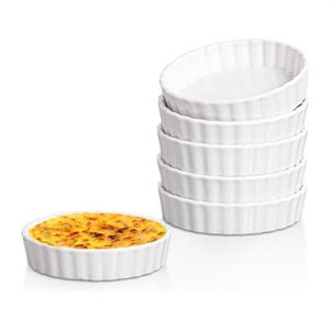Lot De 2 Ramequins En Porcelaine De Chine Blanche - Idéaux Pour Crèmes, Flans Et Desserts