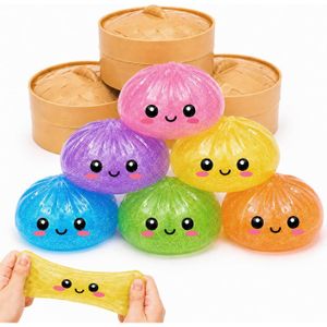 1pc Dumpling Squishy avec Panier Vapeur 9,5cm,Dumpling Squishy Anti Stress, Anti-Stress Soft Ball Relâcher Tension,Couleur aléatoire - Jeux - Jouets