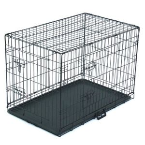 CAGE Cage pour Chien de transport pliante en métal 91 x 57 x 62.5 cm Noir