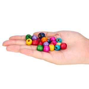220x perles en bois à gros trous en bois naturel pour artisanat européen