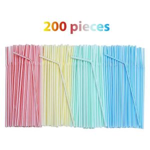 pailles jetables en Plastique de Couleurs Paquet de 100 GerTong Smoothies Flexibles Extra Larges